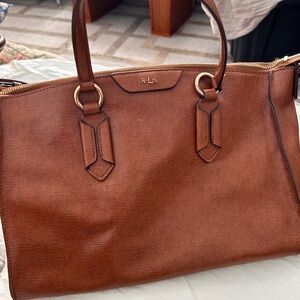 Lauren Ralph Lauren Large zipper Tote, caramel brown